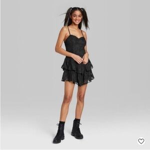 NWT Wild Fable sz S black ruffle lace dress